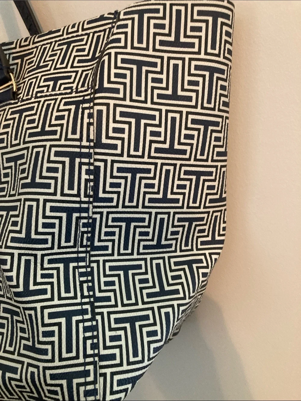 Tory Burch Black and White Signature Geometric Tote